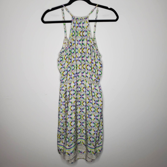 CHARLIE JADE Printed V-Neck Sleeveless 100% Silk Mini Dress Sz Small S - Picture 6 of 6